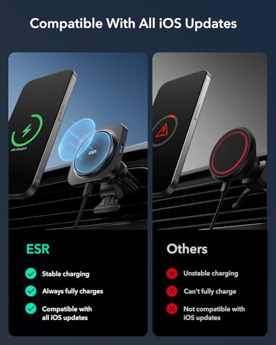 ESR for 15W MagSafe Car Mount Charger, MagSafe Car Charger, Air Vent/Dashboard Magnetic Wireless Phone Holder Mount for iPhone 17/16/15/14/13/12, Galaxy S25, Pixel 10, Fast Charging