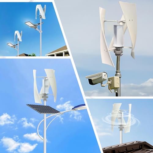 Kit De Turbina Eólica De Eje Vertical De 100 W Y 12 V/24 V con Controlador Y Aspas, Generador Trifásico con Rueda Auxiliar para Uso Doméstico, Casas Móviles, Cenadores Y Aplicaciones Marinas