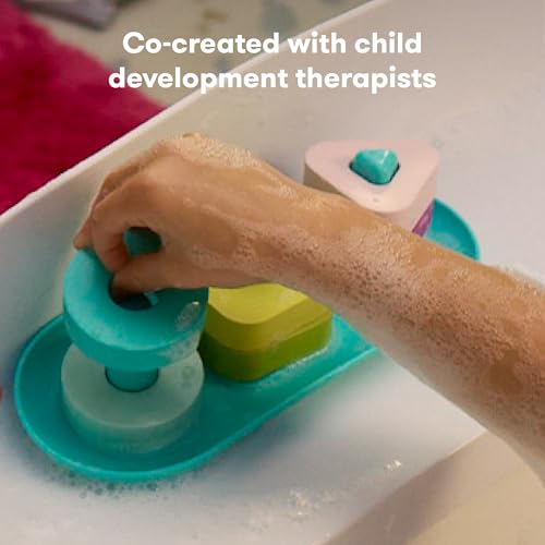 Image of Frida Baby Sort + Solve Bath Puzzle Bath Toy, Matching + Sorting Bath Toys for Toddlers, Play with Purpose, Develop Fine Motor Skills, Sequencing, Problem Solving, Count, Learn Shapes & Colors