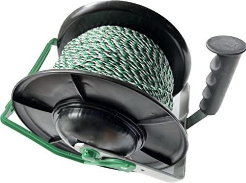 Ehul Electric Fence 9 Strands Premium Polywire Prewound/Spooled 1312 Ft To 3:1 Geared  Reel (1 Pk) With A Insulgrip For Free In White #TOP5