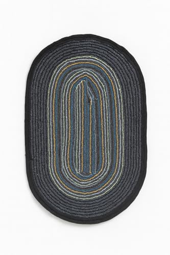 Image of AAZEEM Oval Braided Entryway Rug, Farmhouse Kitchen and Floor Mat for Indoor /Outdoor Use, Door Mat with Anti-Slip Pads for High Traffic Areas, Rug Without | Multicolor|Pack of 5|