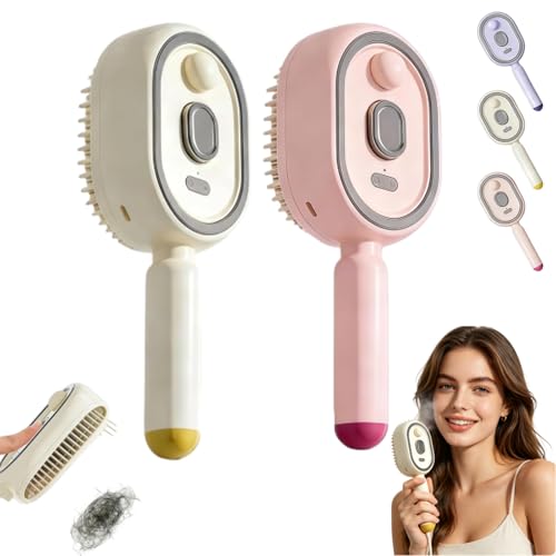 Electric Spray Air Cushion Brush Electric Steam Brushs for Hair 3-in-1 Electrics Spray Comb Self-Cleaning Steam Hair Brushs For Reduce Frizz Nourishes Hairs Anti-Static (Set1)