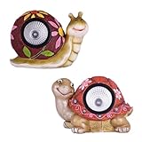 TERESA'S COLLECTIONS Snail and Turtle Garden Light Solar Statues, Figurine with Solar Powered Outdoor Decor for Spring Outdoor Decoration (Outdoor Paradise)