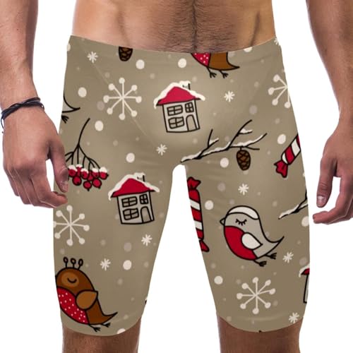 Traje de baño de Navidad para hombre con estampado de pájaros playeros navideños