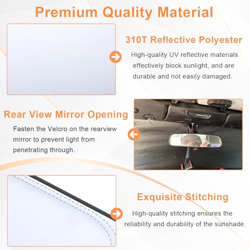 Image of Windshield Sun Shade for Jeep Wrangler JK 2007-2018, Foldable Heat Shield with UV Protection, Custom Fit for 2 /4 Door Models, Car Window Visor Accessories