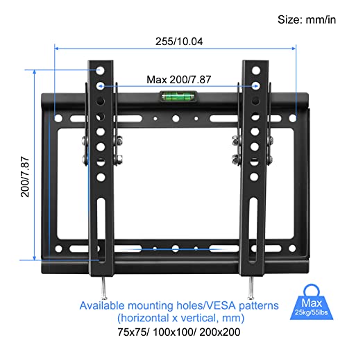Suptek Tilt Tv Wall Mount Bracket For Most 14-32 Inch Led, Lcd And Plasma Tv, Mount With Max 200X200Mm Vesa And 55Lbs Loading Capacity, Fits Studs 8" Apart, Low Profile With Bubble Level (Mt3202) #TOP2