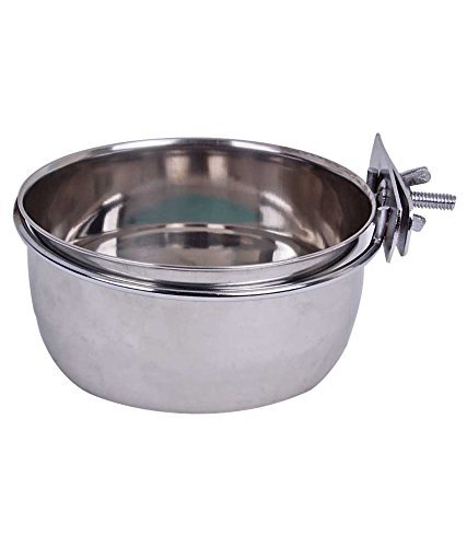 Sage Square Stainless Steel Rustproof Cage Food, Seed, Water Feeder Cum Bowl with Hook/Holder for Bird - No Spill No Mess (1 Piece) (200ml) (B07RKMQSY4) Amazon Price History, Amazon Price Tracker
