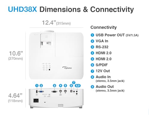 Optoma UHD38X Bright, True 4K Uhd Gaming Projector thumb #5