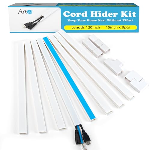 Art3d Cord Hider, 120in Cord Cover, Large Cable Hider, Self Adhesive Wire Covers for 4 Cords...