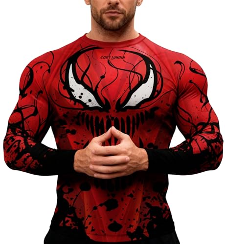 Red Plume Men’s Athletic Long Sleeve Compression Shirts/Men’s Cool Compression Top for Sports