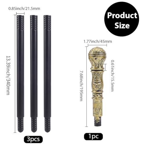 Image of GORGECRAFT Antique Cane Vintage Walking Stick Halloween Party Decorative Cosplay Costume Cane Handle Knob Costume Accessories