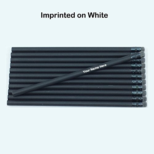 Lápices personalizados negros mate con borrador negro x12 miniatura 3