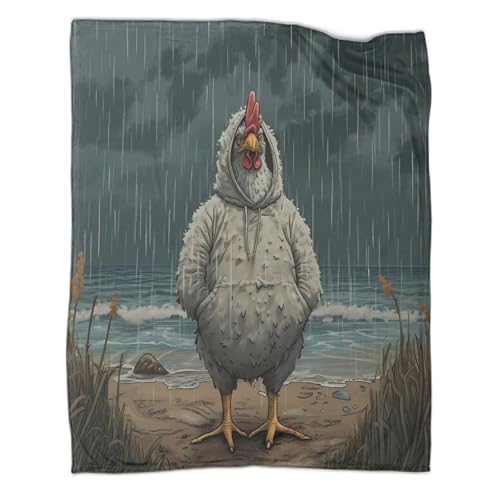 Plaid poulet en sweat à capuche imprimé 3D microfbre 150x200 - 3