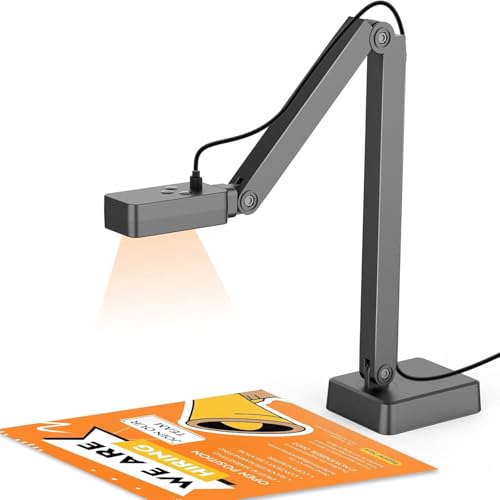 4K USB Document Camera for Teachers, 8MP Doc Cam with Auto Focus & Dual Mic, Foldable A3 Book Scanner & Visualizer Camera with LED Light, Plug & Play for Zoom, Classroom, Mac, Windows, Chromebook