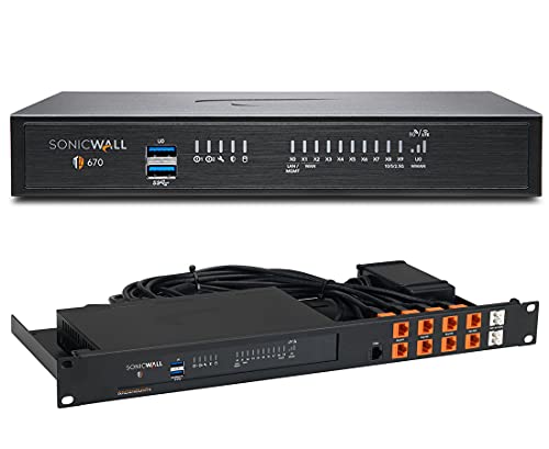 SonicWall TZ670 Network Security Appliance and 3YR Secure Upgrade Plus Advanced Edition (02-SSC-5684) Bundled with a Rackmount.IT RM-SW-T9 - Rackmount Kit for SonicWall TZ570 and SonicWall TZ670