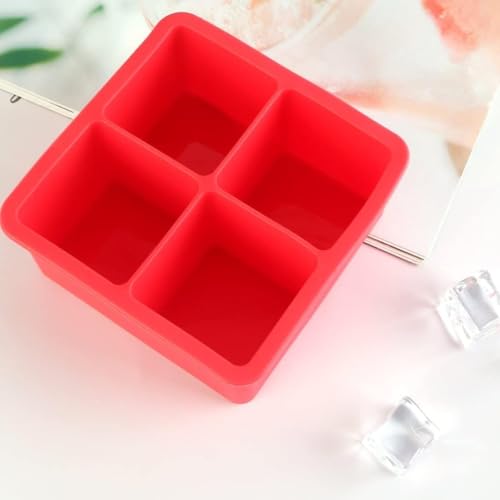Kit 2 Mini Formas de Gelo Fundo de Silicone Tampa de Plástico Empilhavel Papinha 4 Compartimentos Ca