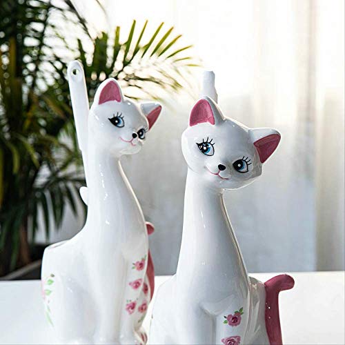 Figurine chat brosse de toilette céramique maison - 5