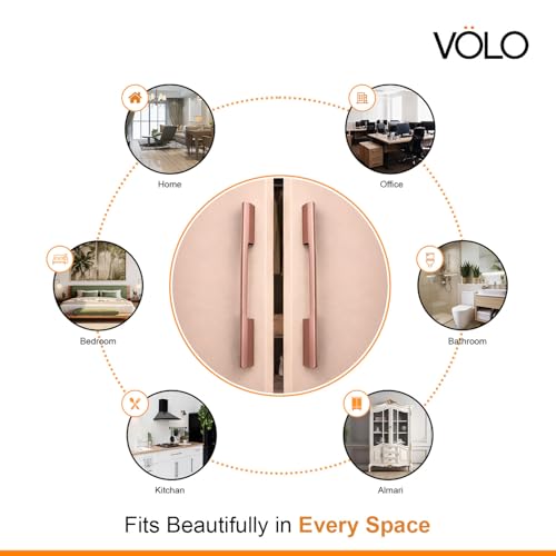 Image of VOLO Wardrobe and Cabinet Pull Handle - Versatile Handles for Wardrobes, Drawers, Sliding Closets, and Doors in Kitchens, Offices, and Bedrooms (SAC-35) (Rose Gold, 288MM (12 Inch)) Pack of 1 Piece