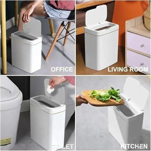 Bote de basura con sensor inteligente sin contacto de 15 litros para hogar y baño 2