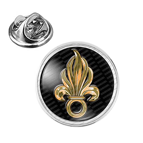 Badgmania Pin's Argenté 20mm Flamme Legion Etrangère Noir French Foreign Legion Logo 18mm Pins Bouton Epinglette