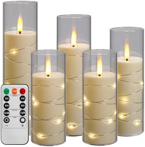 Da by Vela LED con guirnalda de luces, vela a pilas con mando a d...