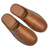 Hwayslon Leather Shoses Men's Women's Leather Room Shoes Natural Cowhide Luxury Solid Color Unisex