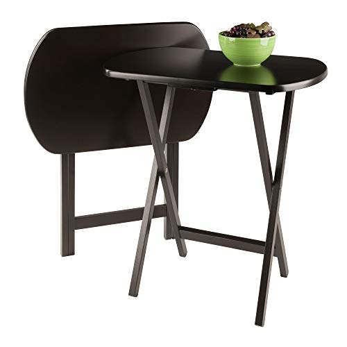 Image of Winsome Corbett Set of 2 Oversized Foldable Snack Tables | Easy to Store Portable Fold Up Table Set for Kitchen, Living Room TV Dining, Crafts, Puzzles, Work From Home
