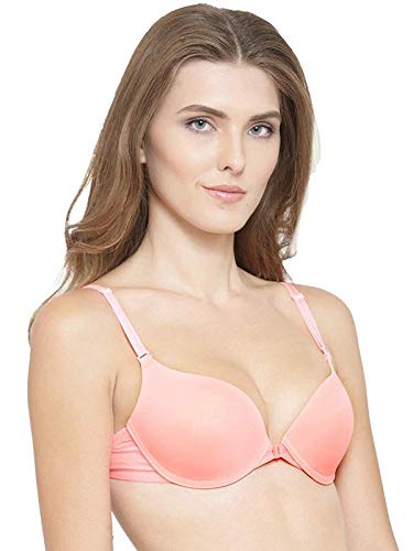 Image of Brachy Women's Poly Cotton Padded Wired T-Shirt, Push-Up Bra (BCA FOPPAN080 32B Peach Peach 32B)
