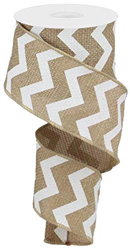 Chevron Cross Royal Burlap Wired Edge Ribbon - 2.5