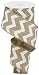 Chevron Cross Royal Burlap Wired Edge Ribbon - 2.5" x 10 Yards (White, Beige)