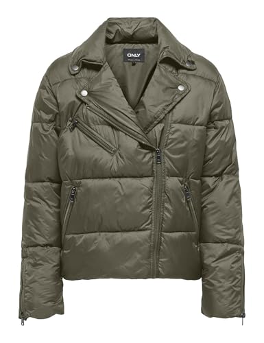 ONLY Damen ONLVANILLA Puffer Biker Jacket OTW Steppjacke, Braun, L