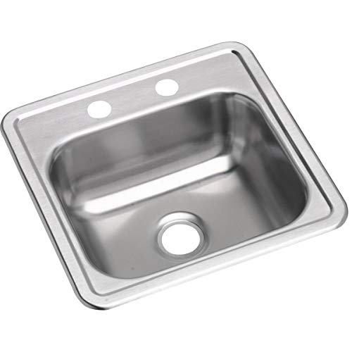Image of Elkay Dayton D115152 Single Bowl Top Mount Stainless Steel Bar Sink, 15 x 15 with 2 inch Drain Hole