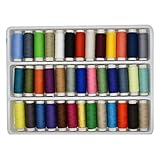 Maydahui Sewing Thread Assorted Spools 39 Color Kit for Sewing Machine Polyester 402 (200 Yards Each) + 30 PCS Sewing Needles + 1 PCS Soft Measuring Tape + 2 PCS Needle-threaders (Pack of 72)