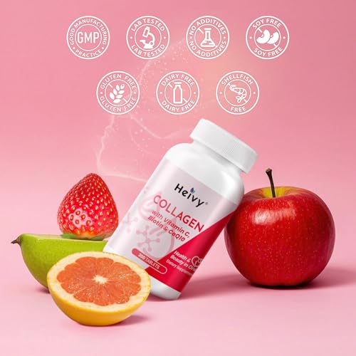 Image of Heivy Natural Collagen 5000 mg with Vitamin C, Biotin and CoQ10,Hydrolyzed Collagen Peptides Supportment for Women & Men, Multi Collagen Pill for Hair, Skin, Nails, Joint, Grass Fed, 300 Tablets