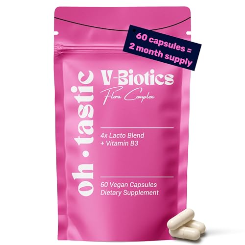 V-Biotics Vaginal Probiotics - Lactic Acid Bacteria & Vitamin B3 for Vaginal Health *, Strengthen Intimate Flora, Treatment for Bacterial Vaginosis & Yeast Infection (60 Capsules) - ohtastic