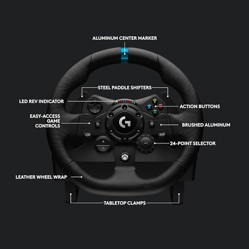 Logitech G923 Racing Wheel and Pedals, TRUEFORCE Force Feedback, Real Leather + ASTRO A10 Gen 2 Wired Headset - Xbox X|S, Xbox One, PC, Mac - Black - image 5