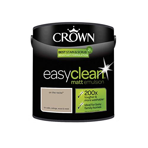 Image of 2.5L CROWN Easy Clean MATT Emulsion Multi Surface Paint That can be Used on Walls, Ceilings, Wood and Metal. Stain & Scrub Resistant Formula – On The Rocks