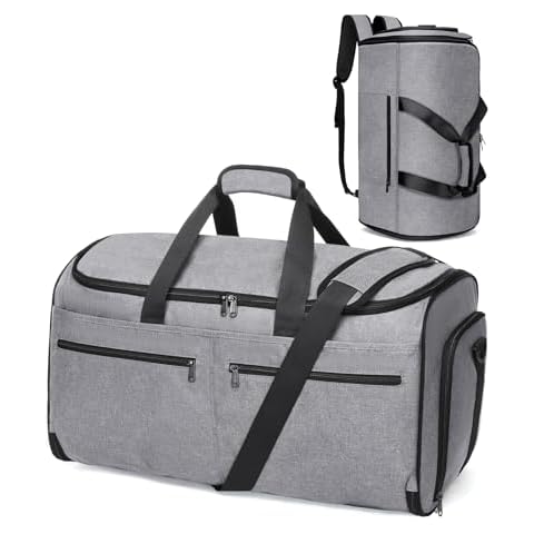 Bukere Carry on Garment Bag for Travel, Convertible Travel Duffel Suit Bag with Backpack Straps, Shoe Compartment, 3 in 1 Weekender Suit Bag for Men Women Cover