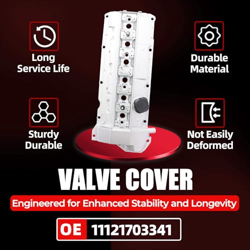 Image of MITZONE Valve Cover Kit Compatible with BMW 328i 328is 323i 323is 528i M3 Z3 M Roadster 2.5L 2.8L 3.2L 1996-2000 Replace 11121703341, with Oil Cap Gasket & Bolts, White Aluminum Valve Cover