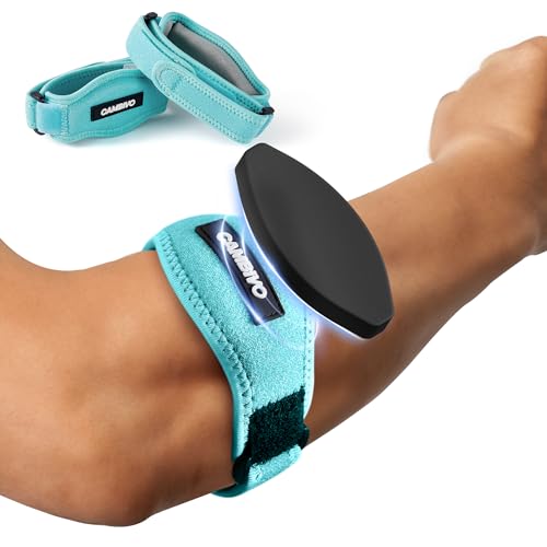 Image of CAMBIVO 2 Pack Tennis Elbow Brace Strap for Tendonitis, Lake Blue