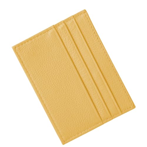 Image of M-Plateau Super Slim Genuine Leather Credit Card Wallet | Card Holder, Small Wallet for Man and Women with 6 Card Slots and 1 Pocket(Yellow)