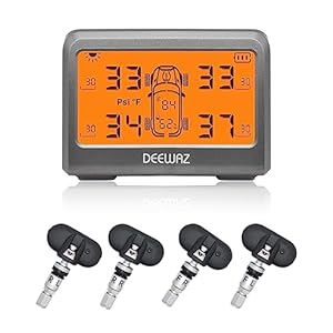 Tire Pressure Monitoring System, DEEWAZ MY77T Solar TPMS, Tire Pressure Monitor System with 4 Internal TPMS Sensors, 0-116 PSI for Car RV SUV MPV Pickup Sedan Off-Road