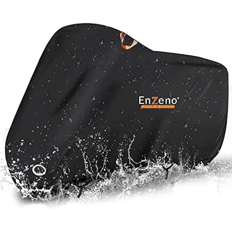 Enzeno 300D Motorcycle Tarpaulin, Motorcycle Cover, Winterproof, Waterproof, Outdoor and Indoor, Motorcycle Tarpaulin, XXXL Motorcycle Protective Cover with Lock Hole, 265 cm x 105 cm x 133 cm Cover