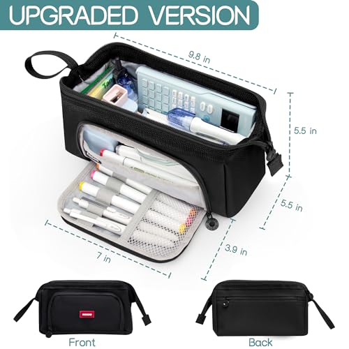 Image of Large Capacity Pencil Case Big Pencil Pouch Special Aesthetic School Pen Bag For Girls Teen nurse Adults Kids Soft Organizer With Zipper Cute Travel Pencil Pouches Estuche Para Lapices Black