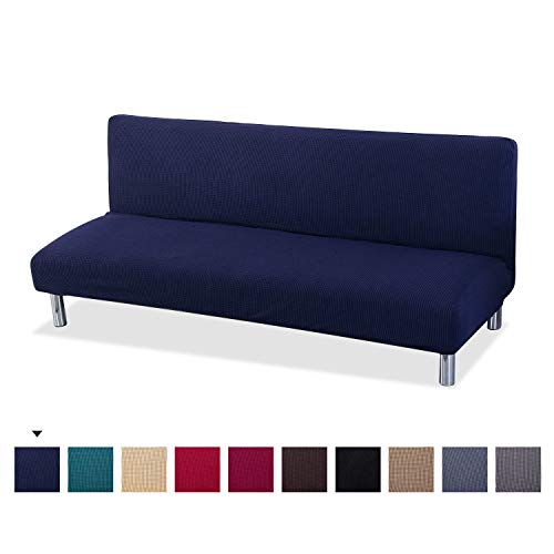 PETCUTE Funda de sofá Clic clac elástica Funda Sofa sin reposabrazos Funda de sofá Cama Azul Oscuro