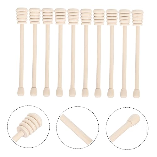 NAMOARLY 10pcs Honey Stirrer Mini Honey Jars Mini Jam Honey Spoon Honey Rod Simple Syrup Simply Syrup Tea Jam Stick Syrups for Coffee Drinks Drink Whisk Jam Stir Wand Wood Beige re-usable