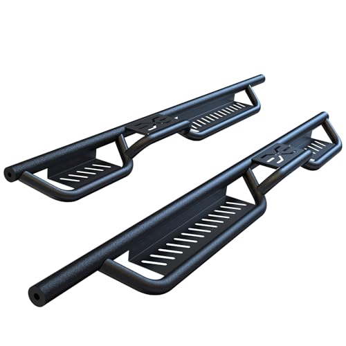 Garvee Running Boards Compatible with 2018-2024 Jeep Wrangler JL 4 Door, Black Powder Coated Nerf Bar w/Two Stairs Design All-Steel Build, Bolt-on Sid