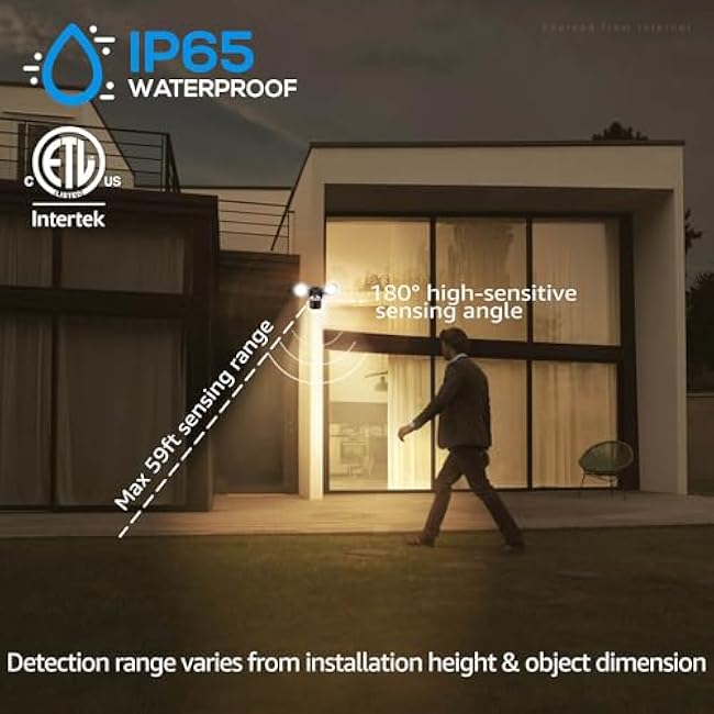 LEONLITE COB LED Security Light, Motion Sensor Flood Lights Outdoor, Aluminum, 3 Modes Motion Detector+Dusk to Dawn+Switch Control, 100-277V, Adjustable 2-Head, IP65, 3000K Warm White, ETL, Bronze