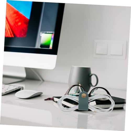 Organizador de Cables Uonlytech 5 piezas de Cuero Correa para Gestión de Cables para USB y Auriculares miniatura 5