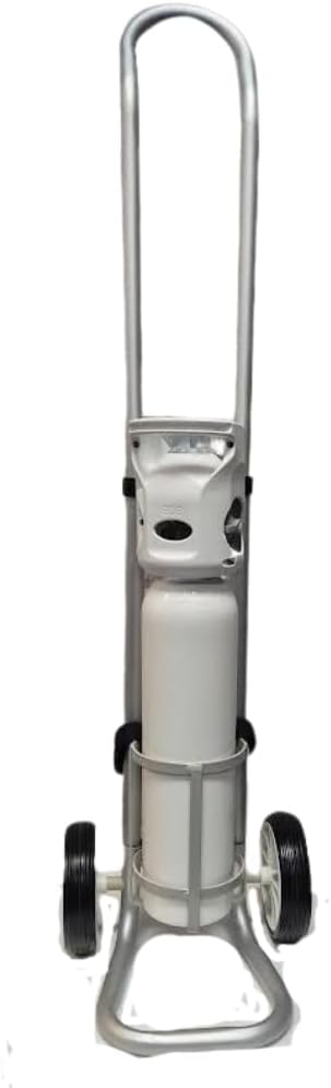 The Oxygen Store Lightweight Oxygen Cylinder Trolley for CD, DD & Freedom 400 Cylinders | Portable Oxygen Cylinder Carrier | Oxygen Therapy Equipment with Adjustable Handle & Rubber Tyres